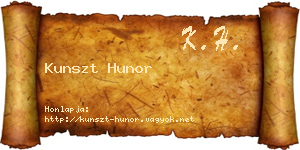 Kunszt Hunor névjegykártya